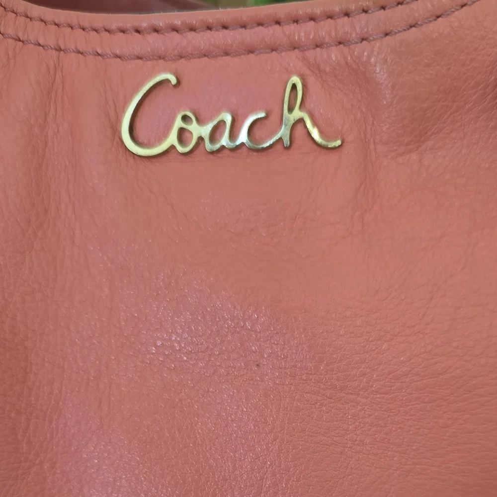 Coach Ashley Leather Hobo Bag Tea Rose/Coral + NWT Coach 100% Silk Twilly - Picture 13 of 16